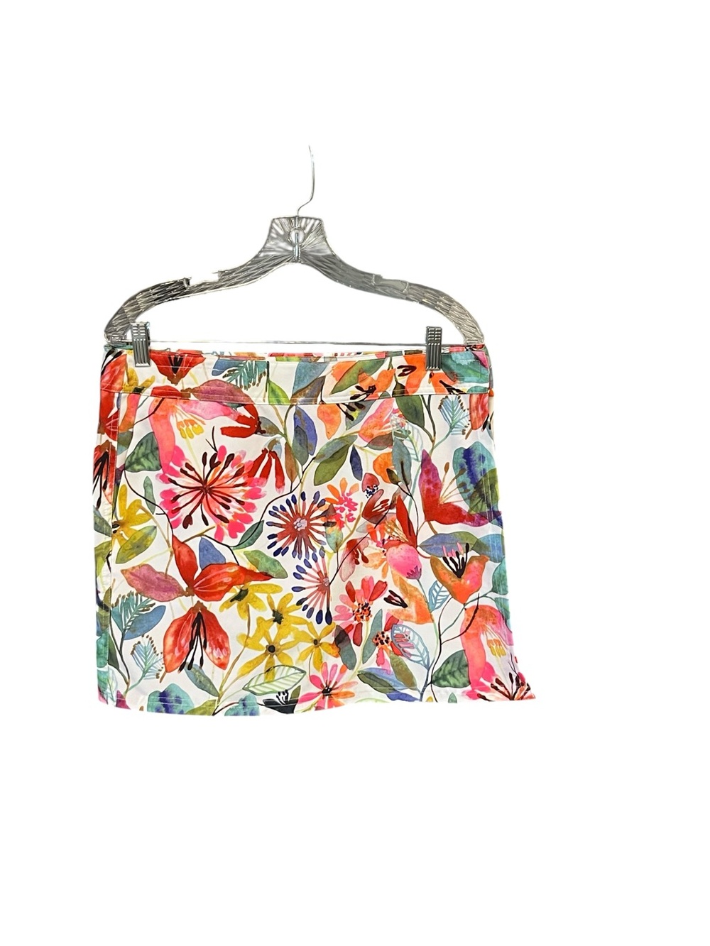 RipSkirt Floral Wrap Skirt Women’s L White Multicolor Travel Stretch Pocket